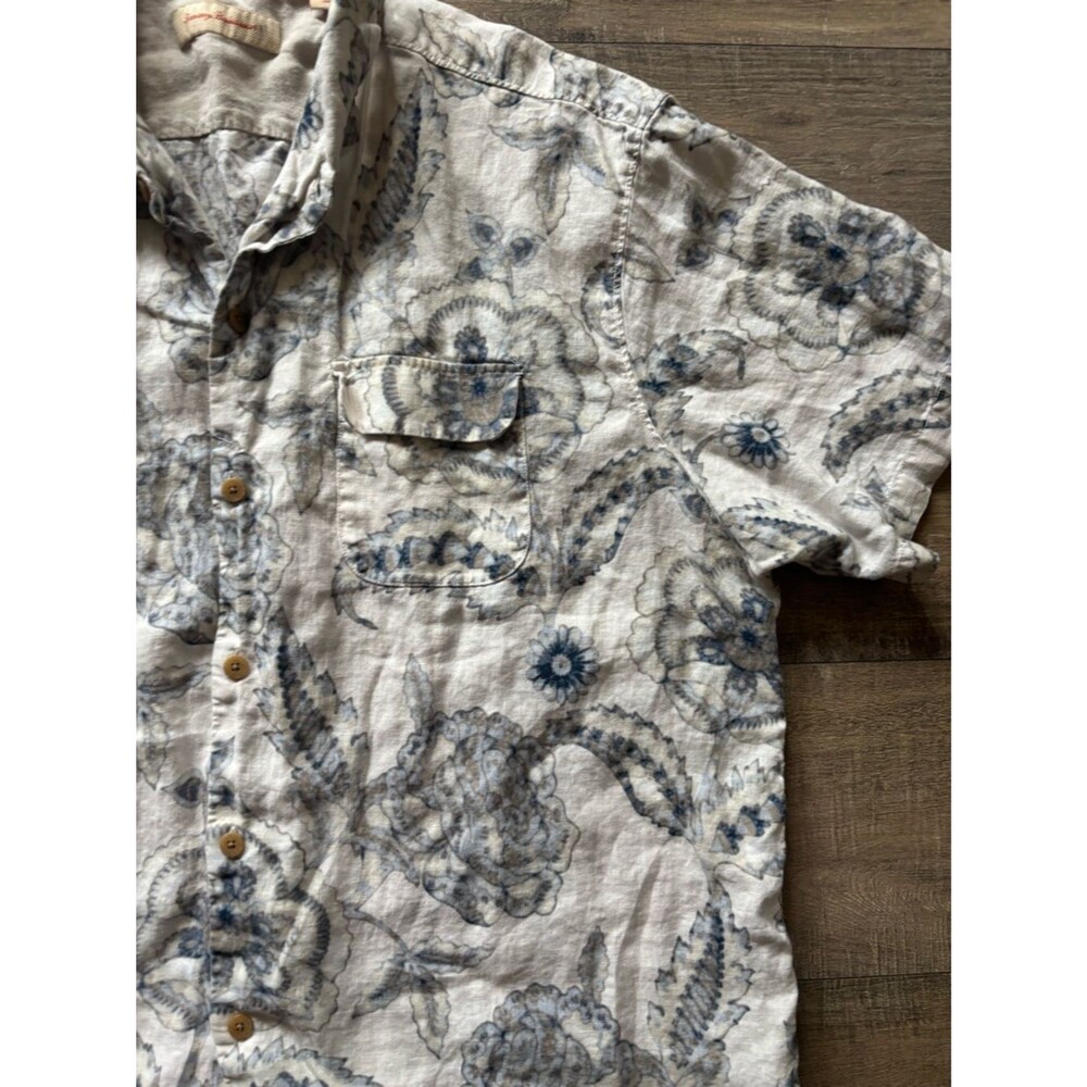 Tommy Bahama men’s size XXL 100% linen white and blue floral button down shirt - Picture 10 of 13